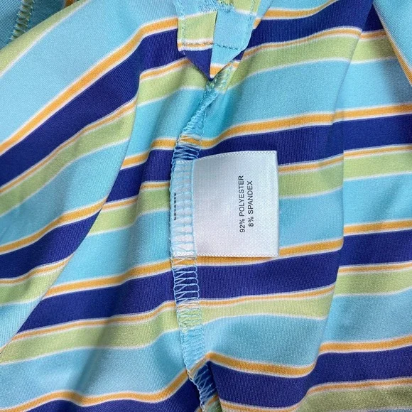 Peter Millar Polo Shirt Mens XL Blue Green Yellow Stripe Summer Comfort Golf - Picture 7 of 12